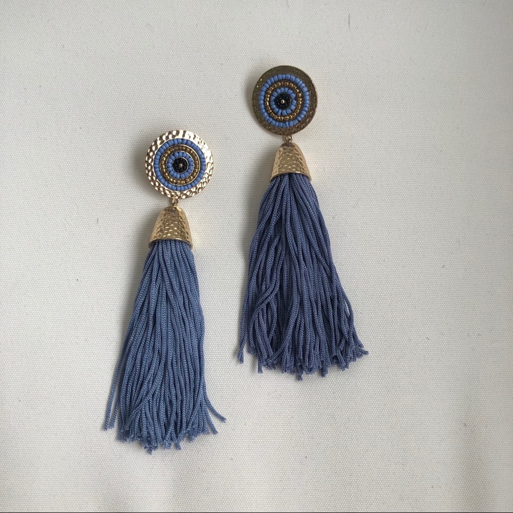 Blue Tassel Earrings